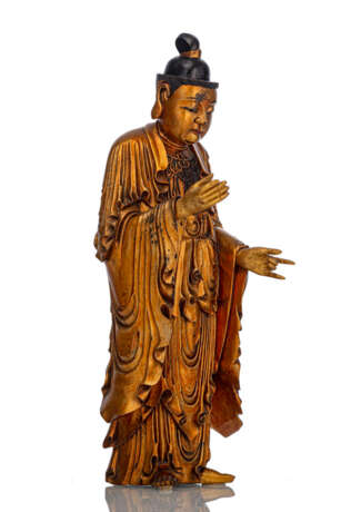 Lackvergoldete Figur eines stehenden Bodhisattva - Foto 1