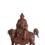 Geschnitzte Figur aus Holz mit Lackauflage, möglicherweise Taiyi, der himmlische Retter - Foto 1