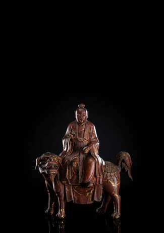 Geschnitzte Figur aus Holz mit Lackauflage, möglicherweise Taiyi, der himmlische Retter - Foto 2