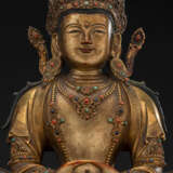 Exzellente feuervergoldete Bronze des Amitayus - photo 12