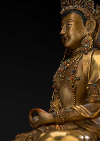 Exzellente feuervergoldete Bronze des Amitayus - Foto 13