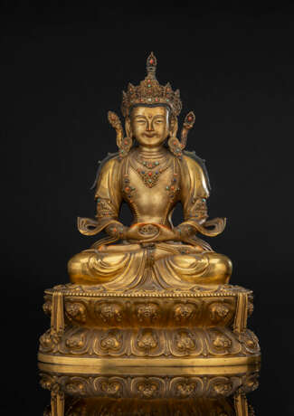 Exzellente feuervergoldete Bronze des Amitayus - photo 15