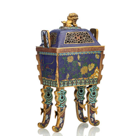 Weihrauchbrenner in Form eines 'Fang ding' mit Cloisonné-Dekor, partiell feuervergoldet - photo 1