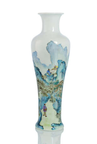 Fein bemalte Vase aus Porzellan mit Go-Spielern und Diener in einer Berglandschaft - photo 1