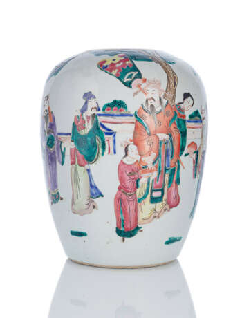 'Famille rose'-Vase aus Porzellan mit 'Sanxing'-Dekor - photo 1