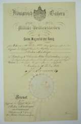 Bayern : Militär-Verdienstorden, Ritterkreuz 2. Klasse Urkunde - 1872.