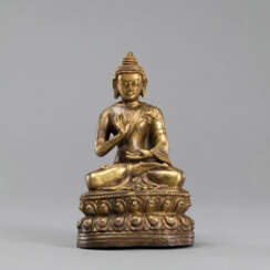 Sitzender Buddha Shakyamuni aus Bronze