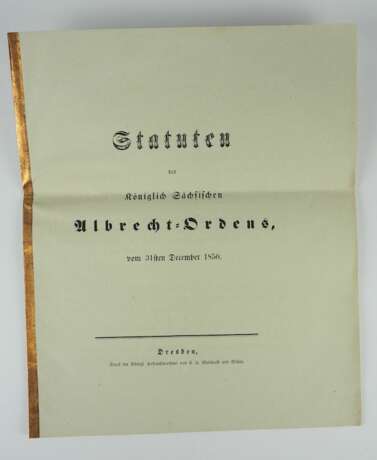 Sachsen : Albrechtsorden, 1. Modell (1851-1876), Großkreuz Urkunde an den außerordentlichen Abgesandten Ihrer Majestät der Königin von Spanien. - фото 4