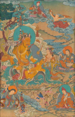 Gruppe von neun Thangka mit Darstellungen des Buddha, Mahakala u. a. - photo 6