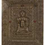 Votivplatte aus getriebenem Kupfer mit Darstellung des Buddha Shakyamuni - photo 1