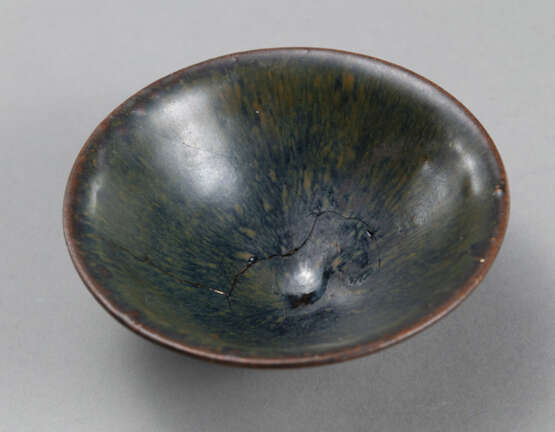 Teeschale aus Keramik mit Hasenfellglasur in Braun- und Schwarztönen - photo 2
