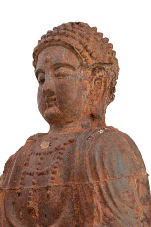 Große Eisenfigur des Buddha auf einem Lotossockel - фото 2