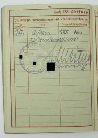 Wehrpass eines SS-Sturmmannes der SS-Verfügungstruppe 13./ Standarte "Deutschland". - photo 4