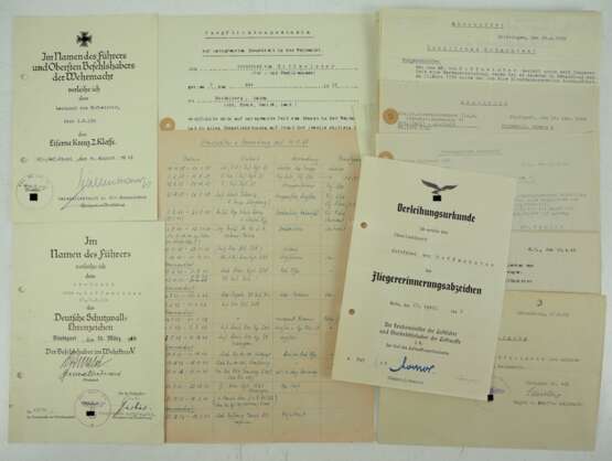 Urkundennachlass eines Oberleutnant I.R. 238 / Fliegererinnerungsabzeichen. - Foto 1