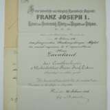 Österreich : Kaiserlich Österreichischer Franz-Joseph-Orden, Komturkreuz Urkunde für einen Franzosen. - Foto 1