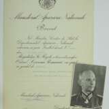 Rumänien : Orden der Krone von Rumänien, 3. Klasse mit Schwertern Urkunde für einen Oberst des Amt Ausland / Abwehr. - фото 2