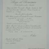 Rumänien : Orden der Krone von Rumänien, Offizierskreuz Urkunde für einen Wehrmachts Offizier. - Foto 1
