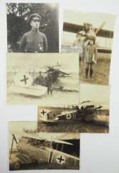 5 Fotos - Jagdflieger des 1. Weltkrieges - Großformat.