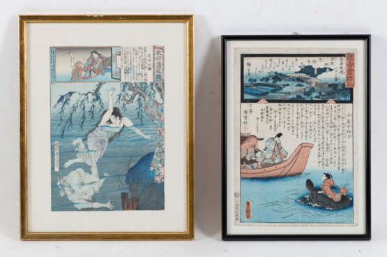 Sechs Farbholzschnitte mit figürlichen Darstellungen, u.a. von Utagawa Kunisada, Taiso Yoshitoshi, Keisai Eisen, Hashimoto Chikanobu - фото 2