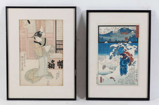 Sechs Farbholzschnitte mit figürlichen Darstellungen, u.a. von Utagawa Kunisada, Taiso Yoshitoshi, Keisai Eisen, Hashimoto Chikanobu - фото 4