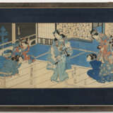 Triptychon des Utagawa Kunisada II (1823-1880) mit Darstellung einer Romanszene - photo 2