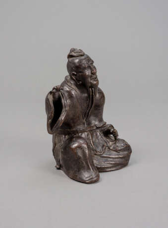In zwei Teilen gearbeiteter Weihrauchbrenner aus Bronze in Form eines bärtigen Mannes - Foto 4