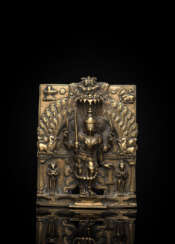 Plakette aus Messing mit reliefierter Darstellung der Parvarti