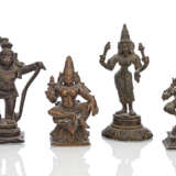 Vier kleine Bronzen mit Darstellungen von Uma, Krishna mit Schlangendämon und Krishna mit Butterball - photo 1
