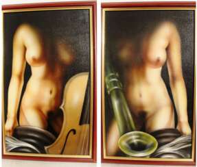 A pair of paintings of Nude, XX century.