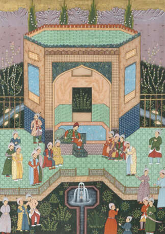 Anonymer Maler im Moghul-Stil auf Seide mit Darstellung einer Palastszene - photo 1
