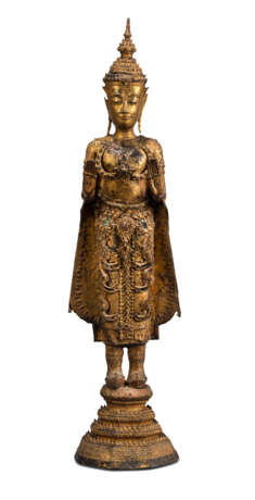 Bronze des Buddha Paree mit goldfarbener und schwarzer Lackfassung - фото 1