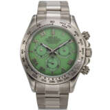 ROLEX, REF. 116509, DAYTONA, A VERY FINE AND RARE 18K WHITE GOLD CHRONOGRAPH WRISTWATCH WITH GREEN CHRYSOPRASE DIAL - фото 1