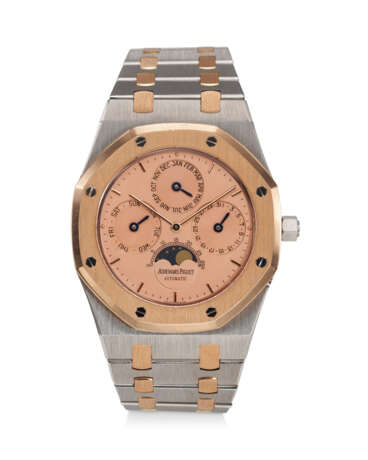 AUDEMARS PIGUET, REF. 25686PR.OO.0944PR.01, ROYAL OAK, A VERY FINE AND EXTREMELY RARE PLATINUM AND 18K ROSE GOLD PERPETUAL CALENDAR BRACELET WATCH WITH MOON PHASES, NUMBERED 18 OUT OF 37 EXAMPLES - фото 1