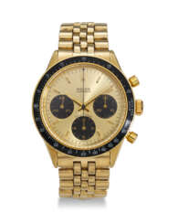 ROLEX, REF. 6264, DAYTONA, A VERY FINE AND RARE 14K YELLOW GOLD CHRONOGRAPH WRISTWATCH WITH CHAMPAGNE DIAL