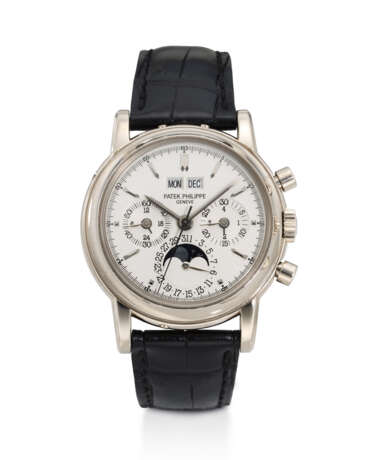 PATEK PHILIPPE, REF. 3970EG-016, A VERY FINE 4TH SERIES 18K WHITE GOLD PERPETUAL CALENDAR CHRONOGRAPH WRISTWATCH WITH MOON PHASES AND LEAP YEAR INDICATOR - photo 1
