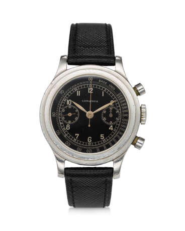 LONGINES, REF. 4974, “TRE TACCHE”, A VERY FINE AND RARE STEEL FLYBACK CHRONOGRAPH WRISTWATCH - photo 1