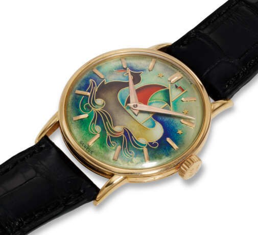 PATEK PHILIPPE, A VERY FINE, RARE AND ATTRACTIVE 18K ROSE GOLD WRISTWATCH WITH CLOISONN&#201; ENAMEL DIAL - photo 2