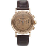 PATEK PHILIPPE, REF. 591, A VERY FINE AND RARE 18K ROSE GOLD CHRONOGRAPH WRISTWATCH WITH PINK DIAL - Foto 1