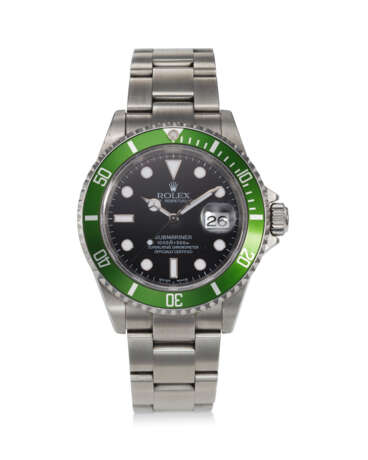 ROLEX, REF. 16610LV, SUBMARINER, “KERMIT”, A FINE STEEL DIVER’S WRISTWATCH WITH DATE AND “FLAT 4” BEZEL - фото 1