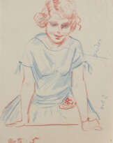 EMIL ORLIK MÄDCHEN IN BLAUEM KLEID