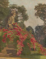 DEUTSCHER SPÄTIMPRESSIONIST PARKANSICHT MIT SKULPTUREN