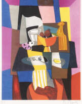 MARCEL MOULY 'STILLLEBEN MIT WEISS-GRAUEM TRINKGLAS'