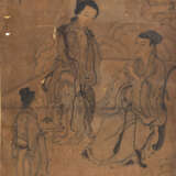 Zwei Malereien: Xiao Shi und Nong Yu beim Flötenspielen bzw. Hahn unter Chrysanthemen, als Hängerolle montiert - фото 3