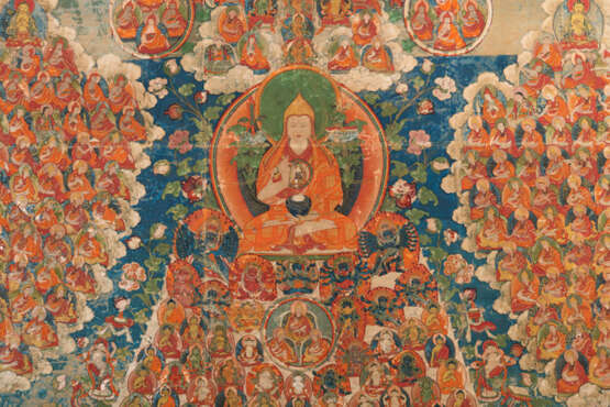 Thangka mit Darstellung des Stammbaums der Versammlung der Buddha und Tsonkhapa - Foto 2