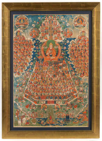 Thangka mit Darstellung des Stammbaums der Versammlung der Buddha und Tsonkhapa - Foto 4