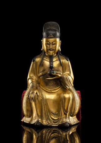 Seltene und große feuervergoldete Bronze des Königs der Medizin 'Yaowang' - photo 1