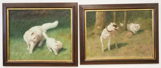 Arthur Heyer (1872-1931), zwei Katzenporträts - Katzenleben. - Foto 1