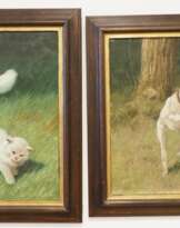 Arthur Heyer (1872-1931), zwei Katzenporträts - Katzenleben.