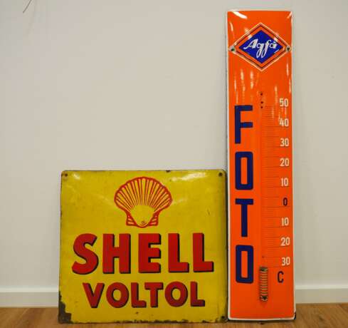 Zwei Emailschilder: SHELL VOLTOL u. Agfa Foto. - photo 1