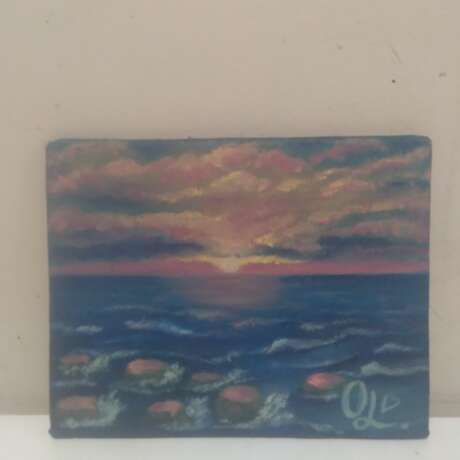Морской пейзаж (миниатюра) масло х олст на картоне Импрессионистическая техника Импресионизм Морской пейзаж 2022 г. - фото 3